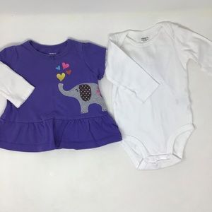 Carter’s Baby Elephant Hearts Top White Onesie SET